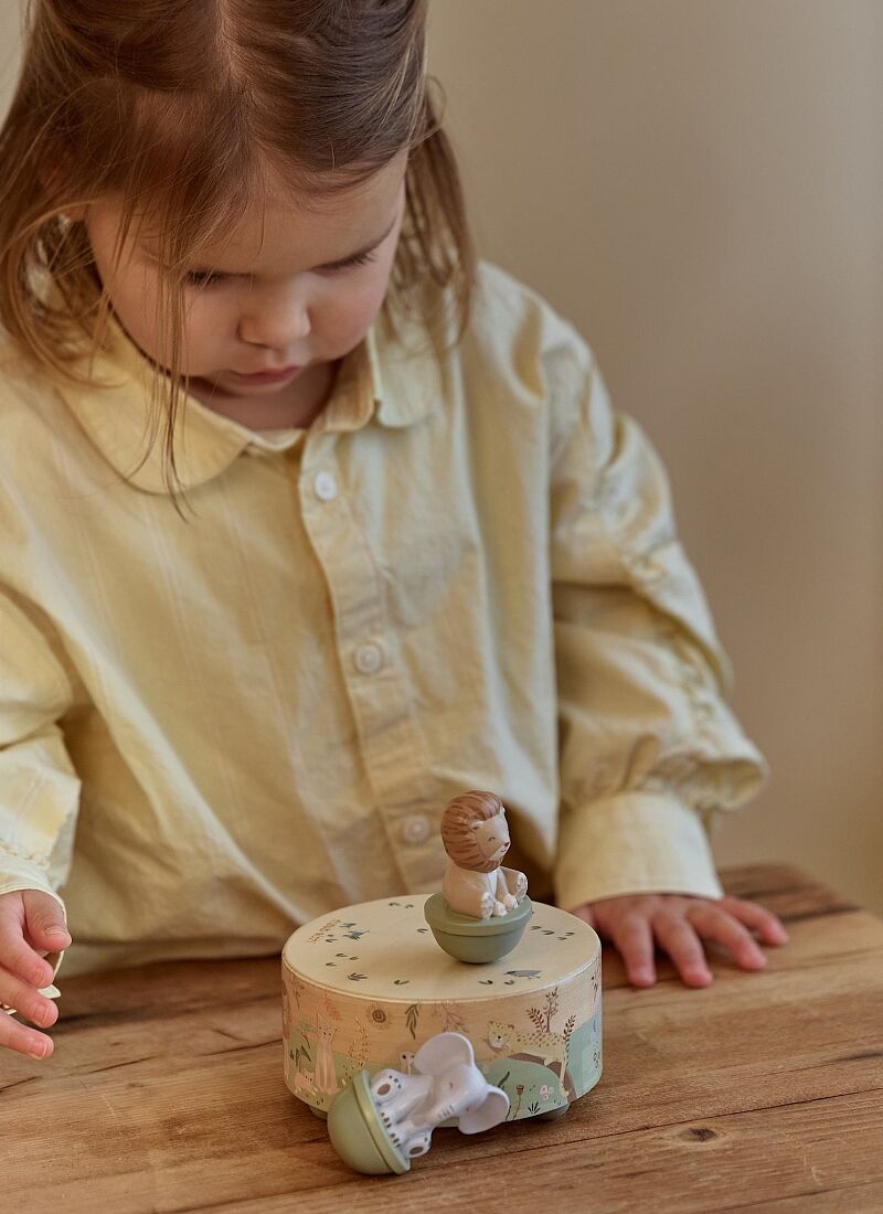 WOODEN MUSIC BOX SAFARI FRIENDS