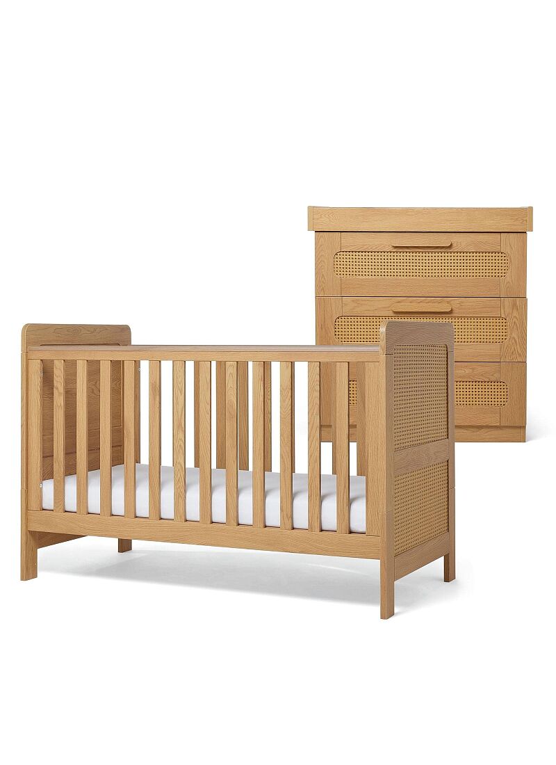 CRIB & DRESSER CHANGER UNIT ESNA OAK/RATTAN