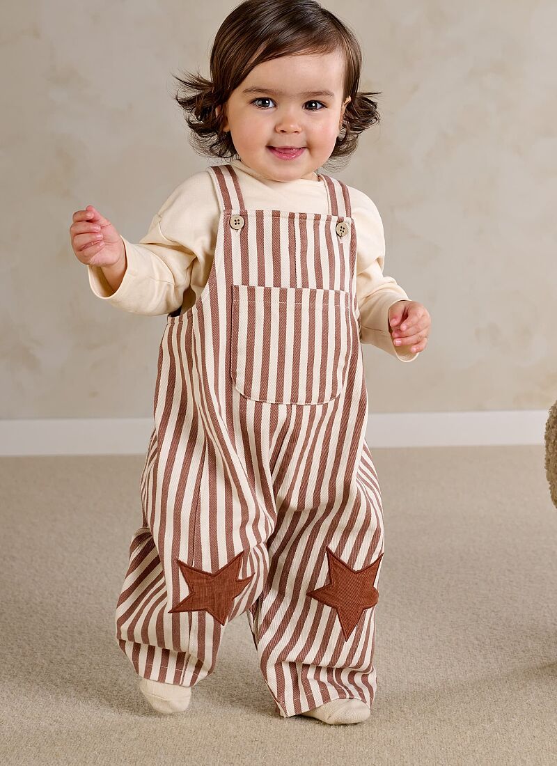 STRIPE OVERALLS AND T-SHIRT SET