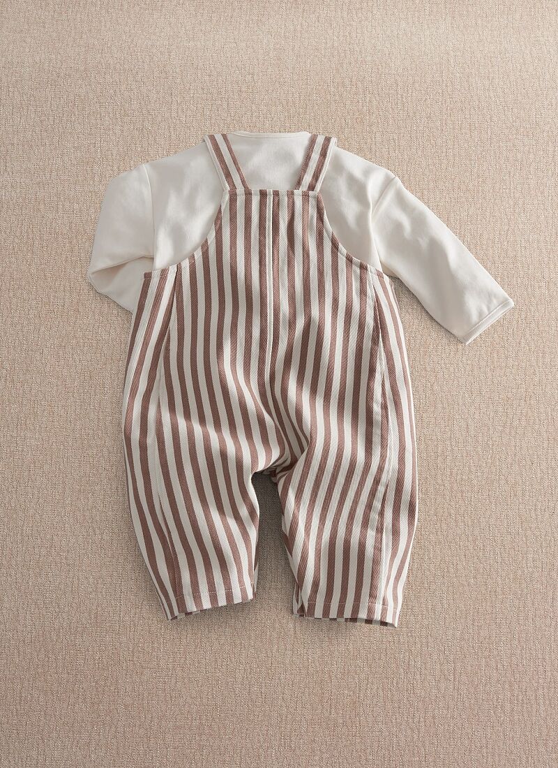 STRIPE OVERALLS AND T-SHIRT SET