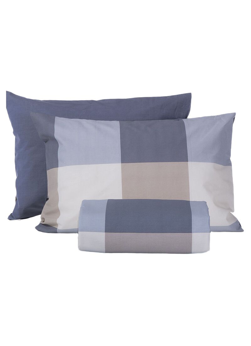 QUEEN DUVET COVER SET CASUAL CHECK DENIM