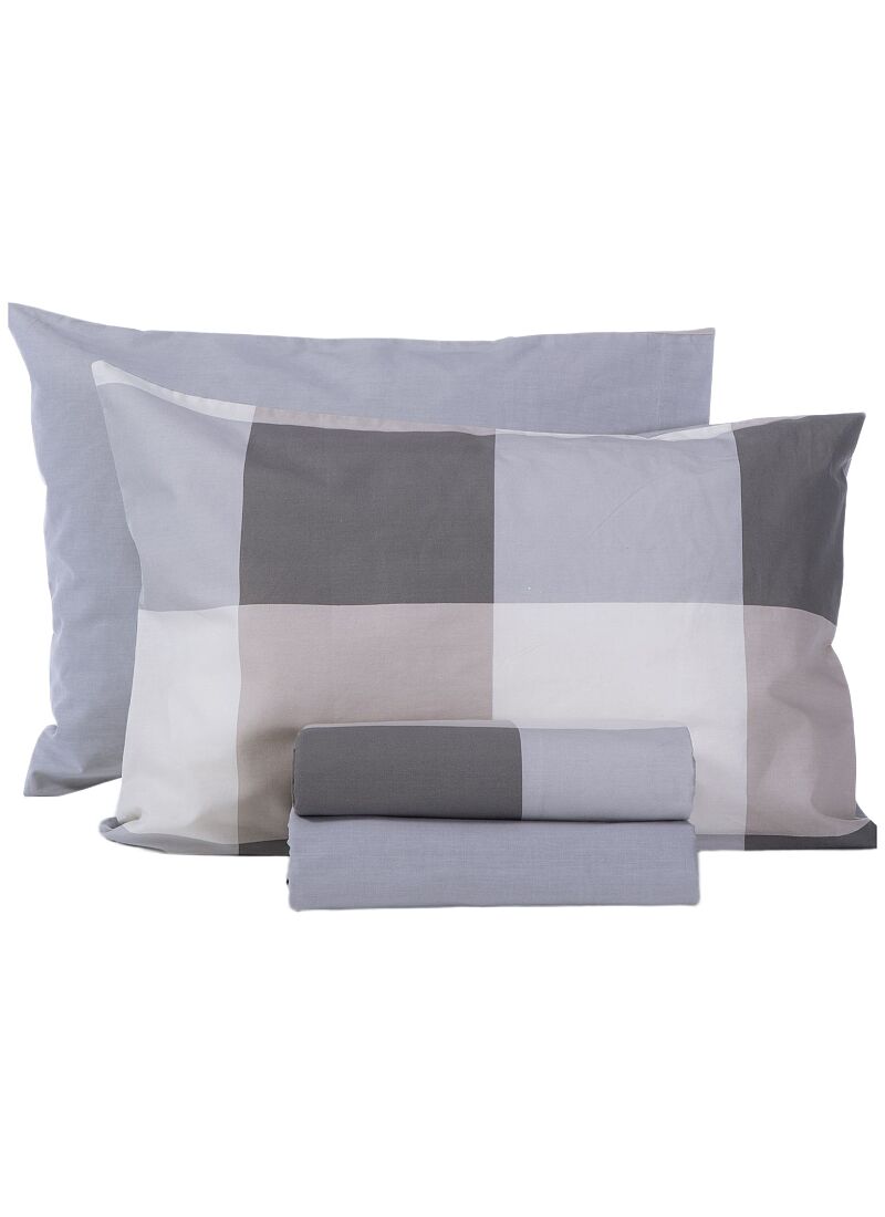 QUEEN SHEET SET CASUAL CHECK GREY
