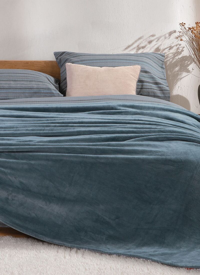 DOUBLE BLANKET COZY DUSTY BLUE (220x240)