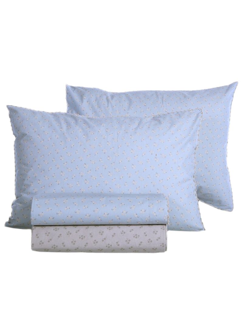 QUEEN SHEET SET JUDITH GREY BLUE