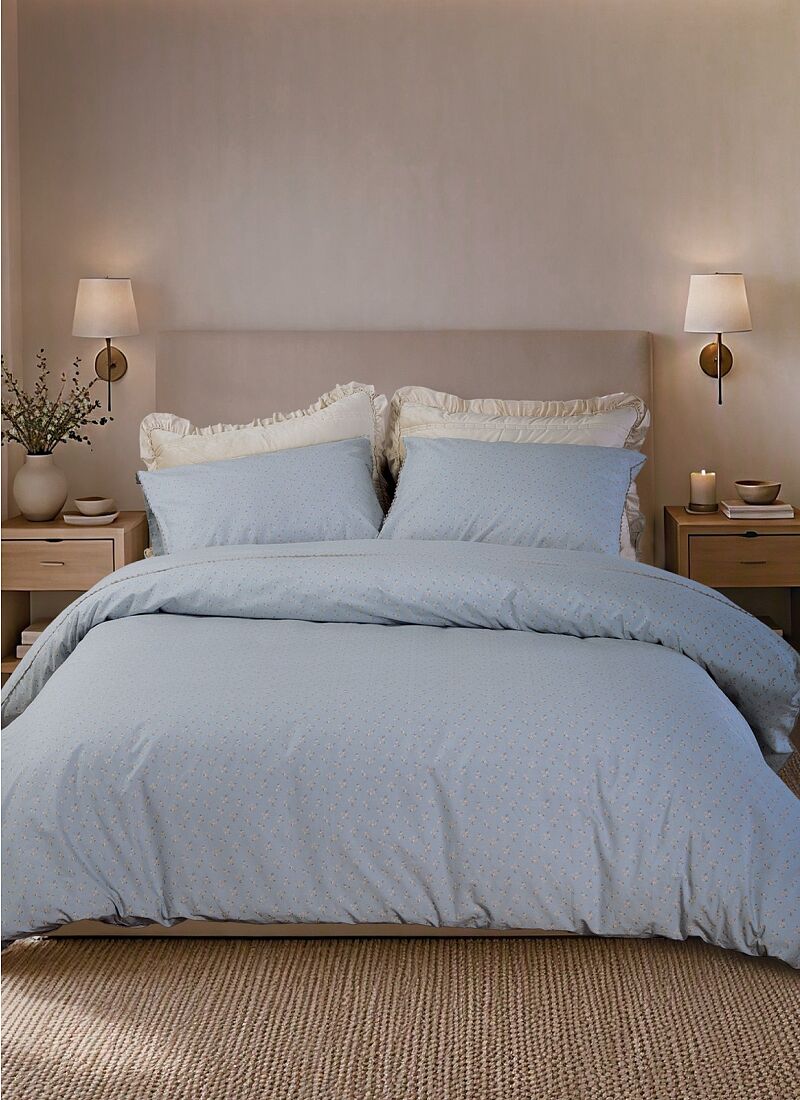 QUEEN SHEET SET JUDITH GREY BLUE