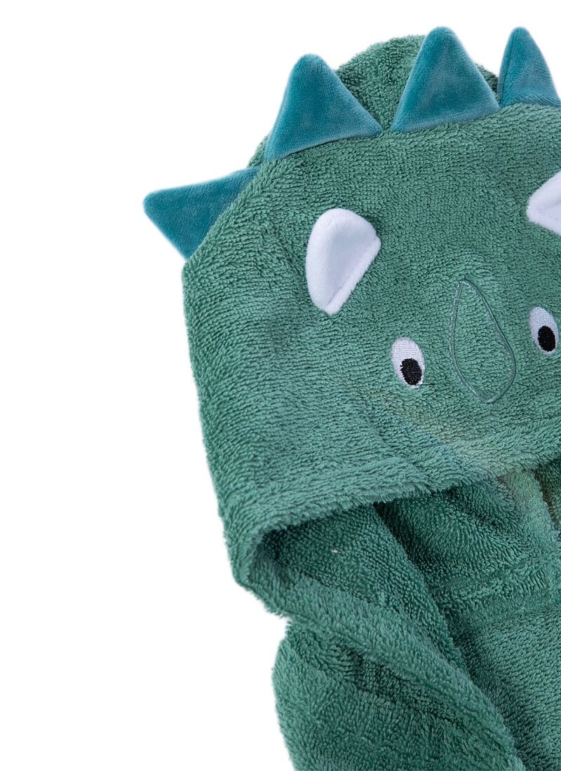 BABY CUDDLE N DRY TOWEL DINO GREEN