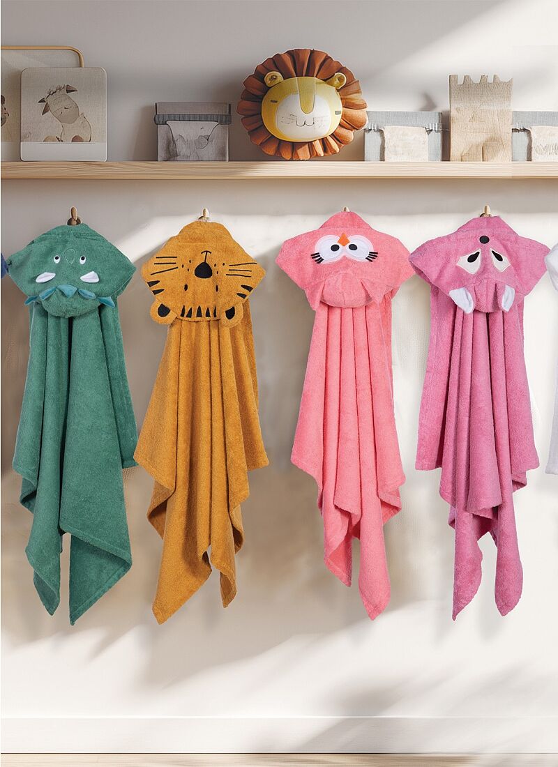 BABY CUDDLE N DRY TOWEL DINO GREEN