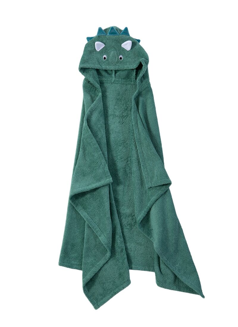 BABY CUDDLE N DRY TOWEL DINO GREEN
