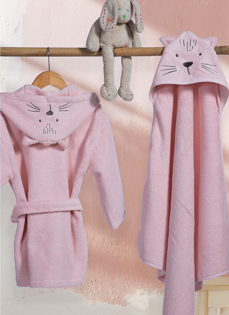 KID'S BATHROBE CATS LOTUS PINK