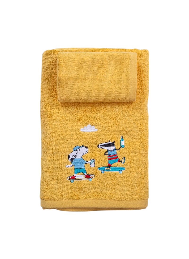 TOWEL SET (2PCS) COOL SKATING MUSTARD
