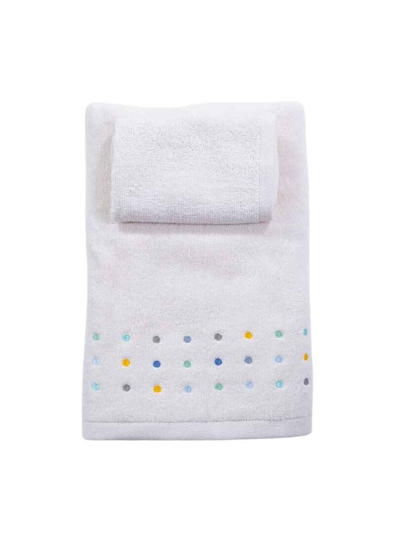 TOWEL SET (2PCS) DOTS ECRU BLUE