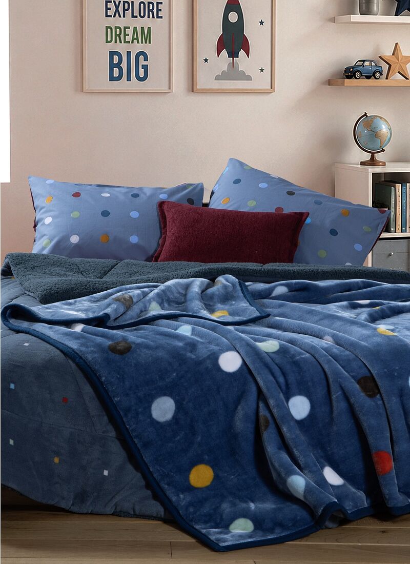 ADULT BLANKET (160X220) DOTS BLUE