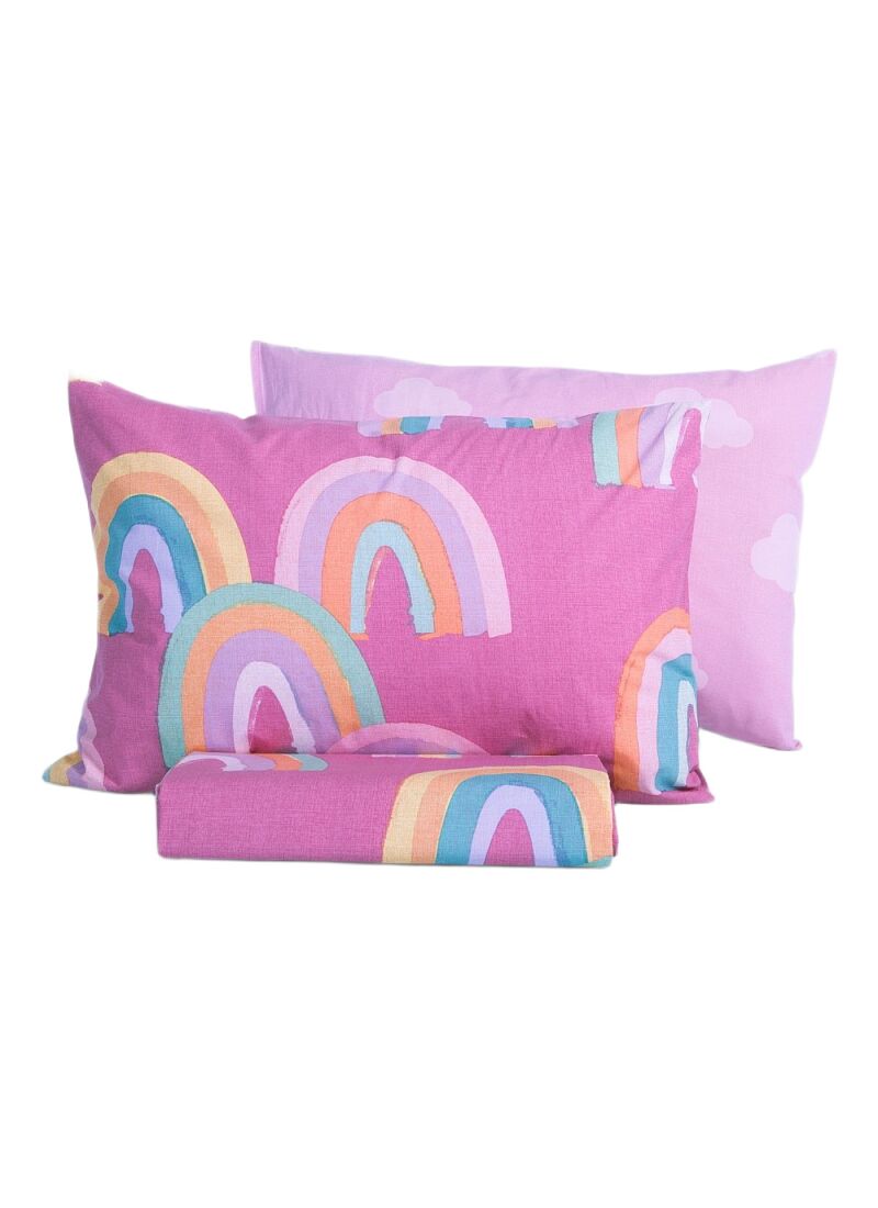 SINGLE DUVET COVER SET RAIBOW MOOD FUCHSIA