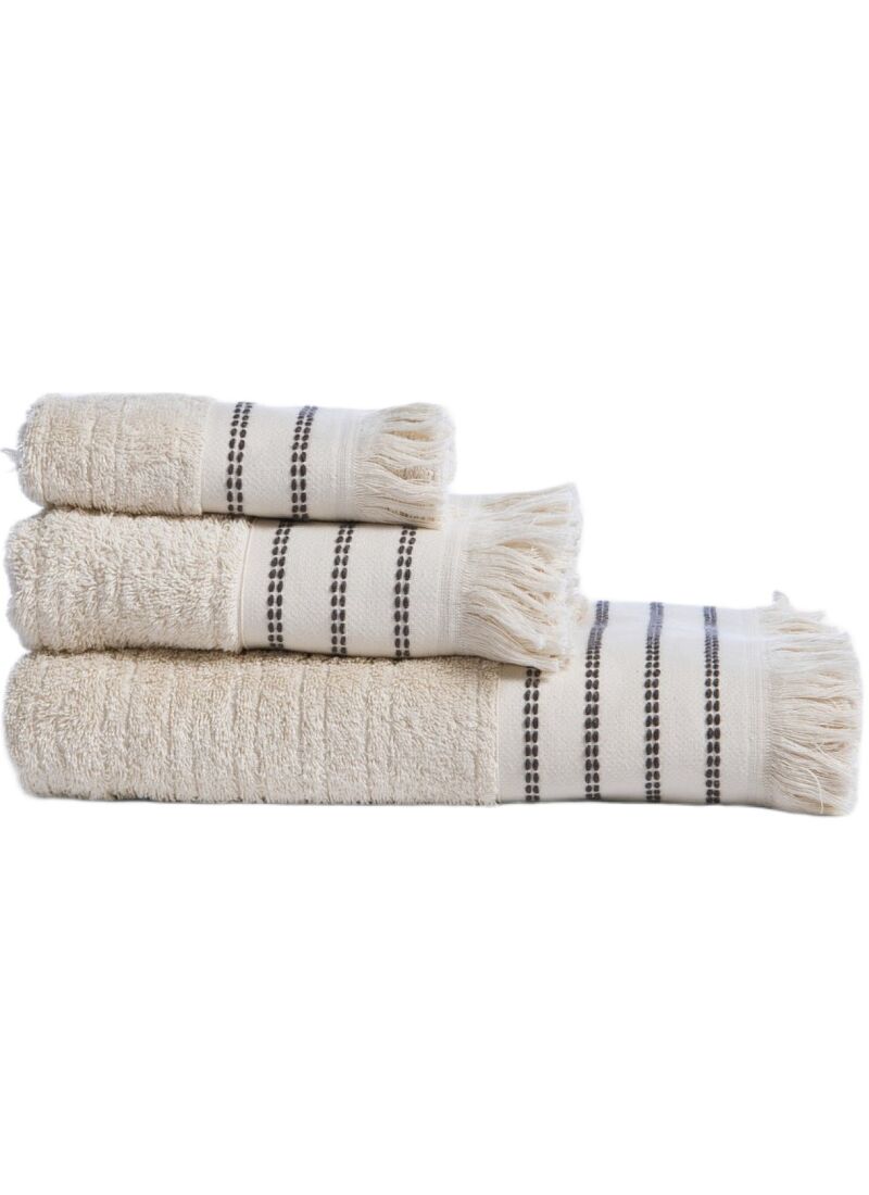3 PC TOWEL SET APART ECRU