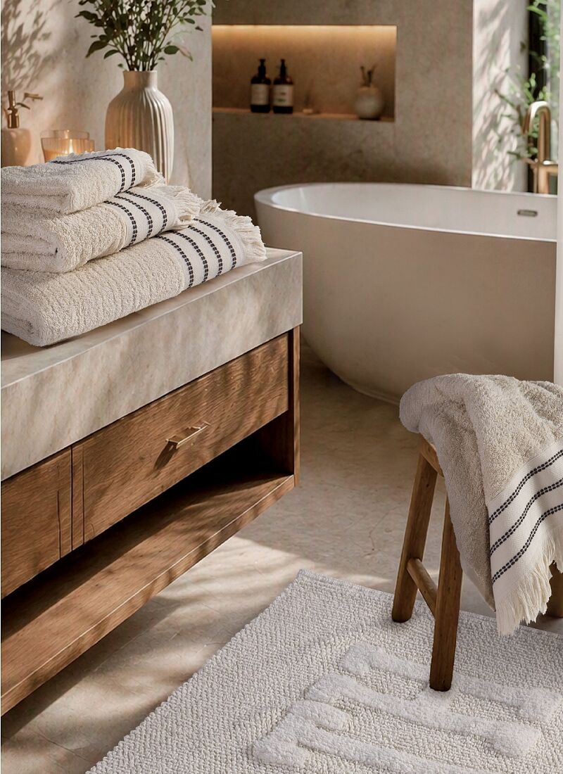3 PC TOWEL SET APART ECRU