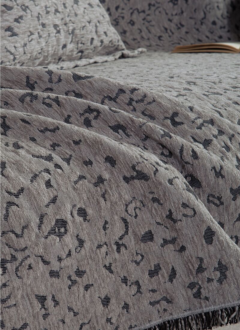 THROW LEOPARD GREY