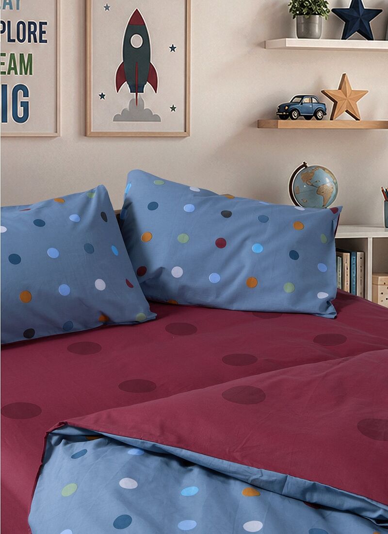 SINGLE SHEET SET DOTS BLUE