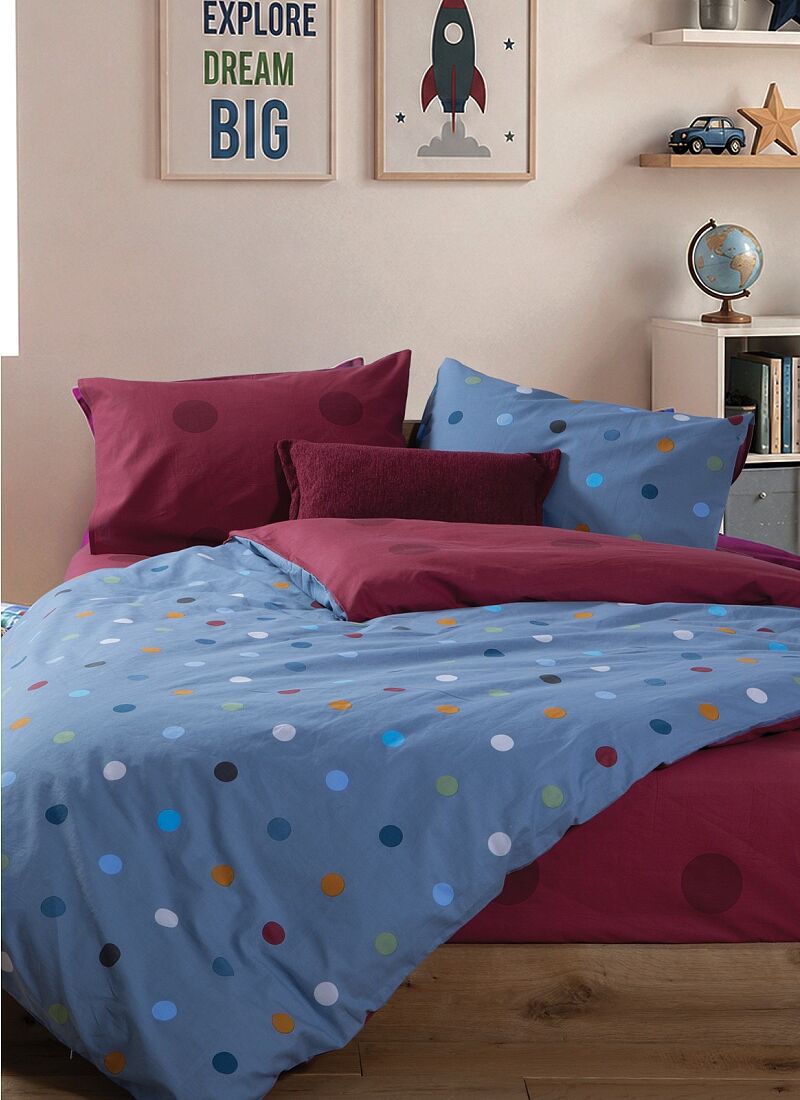 SINGLE SHEET SET DOTS BLUE