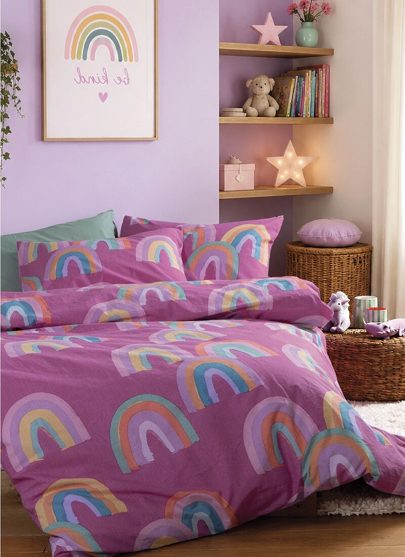 SINGLE SHEET SET RAINBOW MOOD FUCHSIA