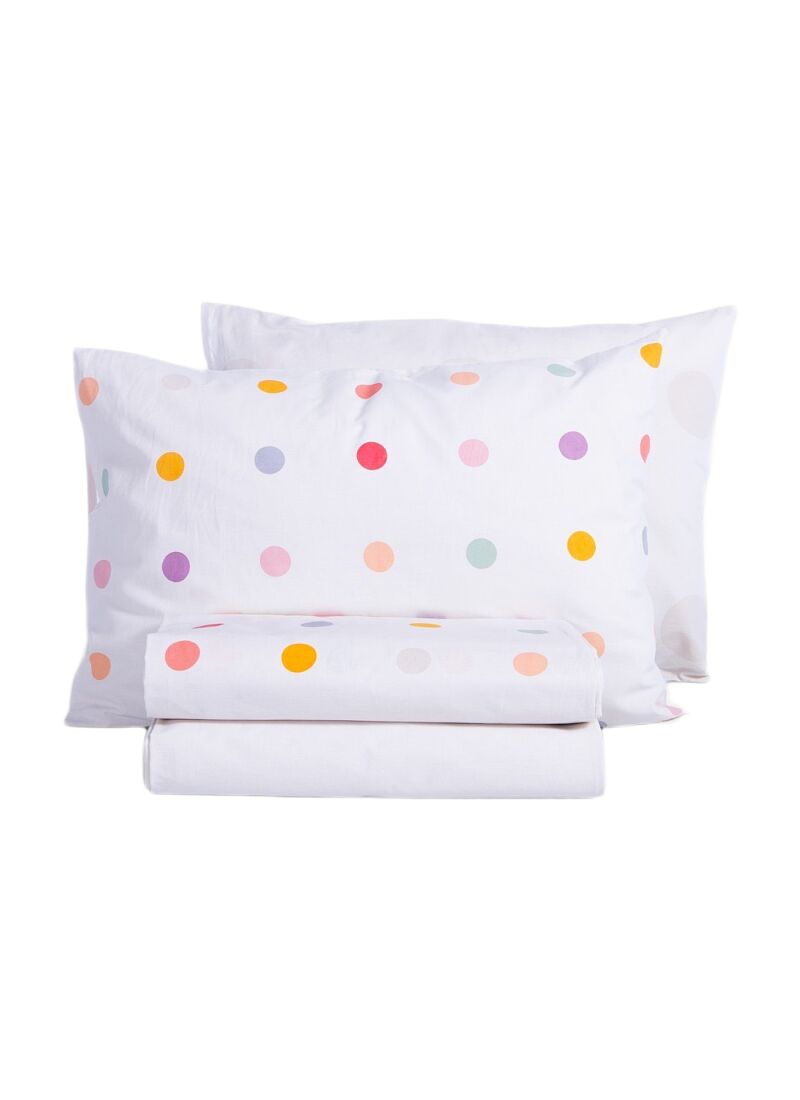 SINGLE SHEET SET DOTS ECRU