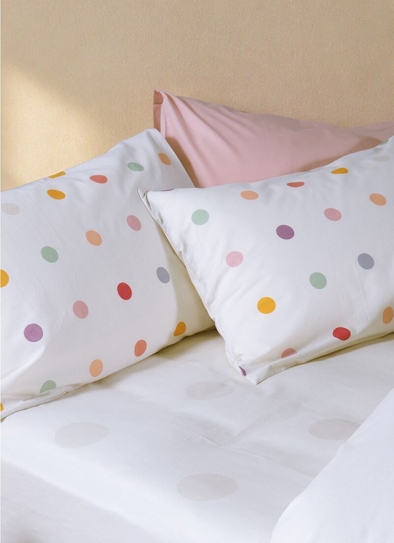 SINGLE SHEET SET DOTS ECRU