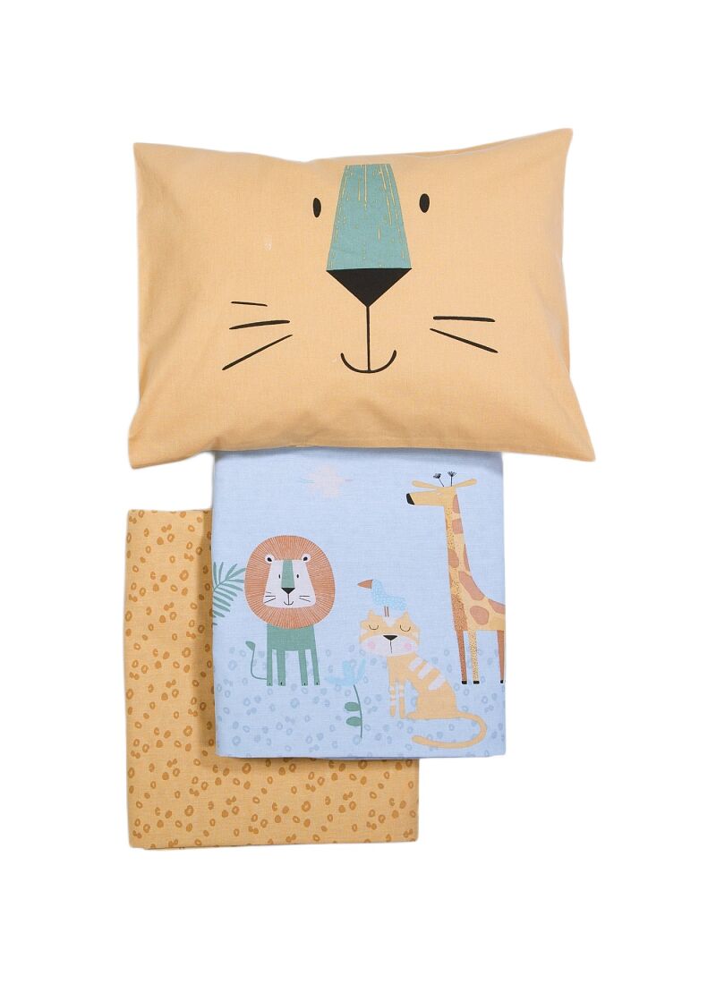 CRIB SHEET SET WILD COMPANY BLUE 