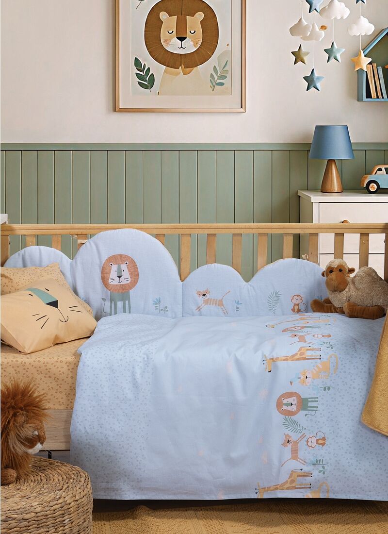 CRIB SHEET SET WILD COMPANY BLUE 