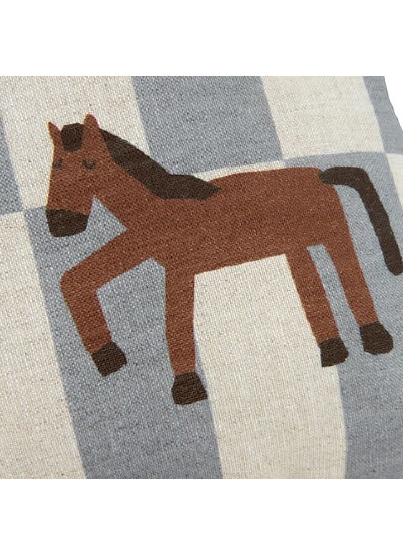 CUSHION (45x30) BLUE TILES HORSE