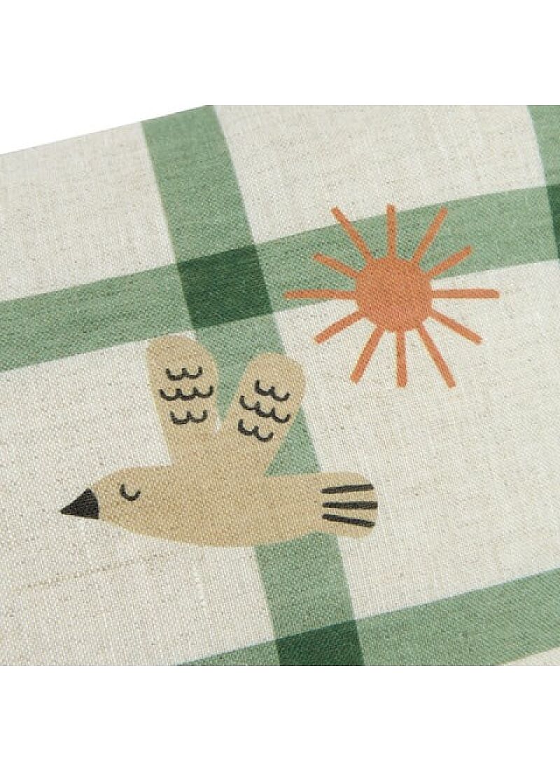CUSHION (44x25) GREEN WINDOWPANE BIRD