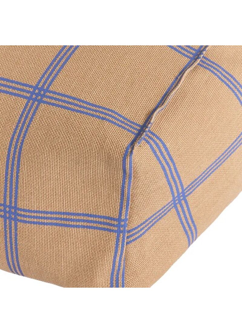BEANBAG ARMCHAIR BROWN BLUE WINDOWPANE