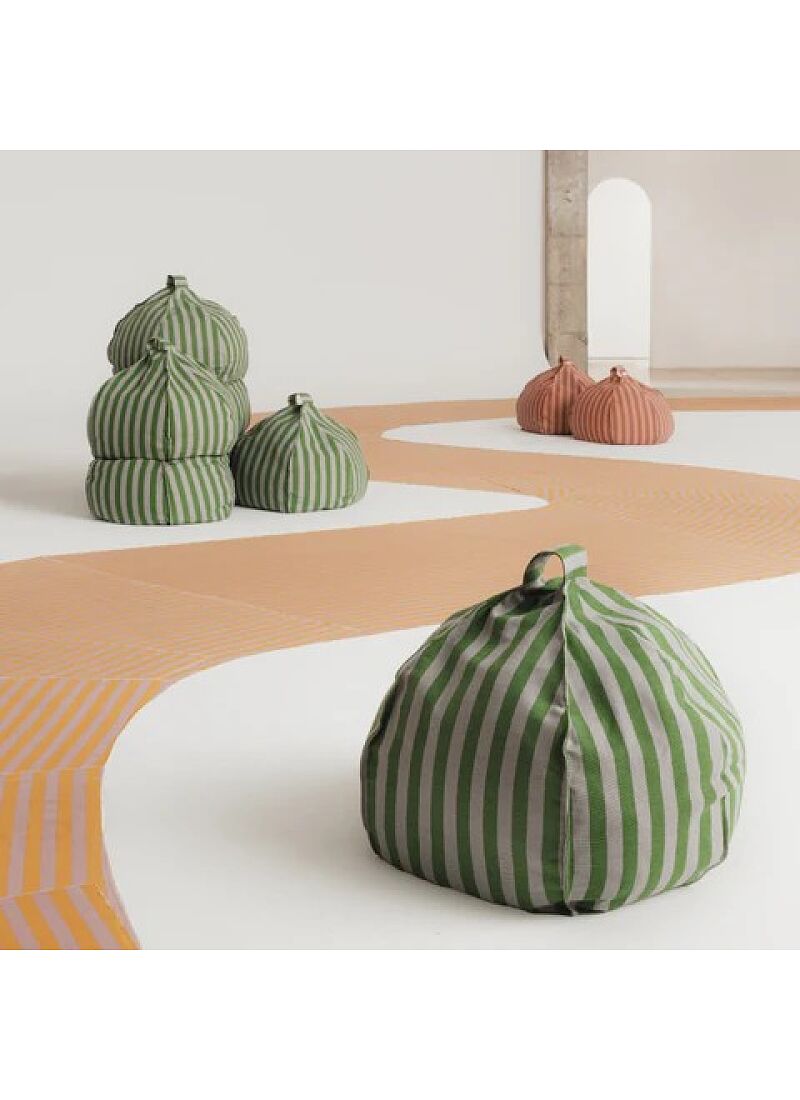 FLOOR CUSHION GREEN BLUE STRIPES