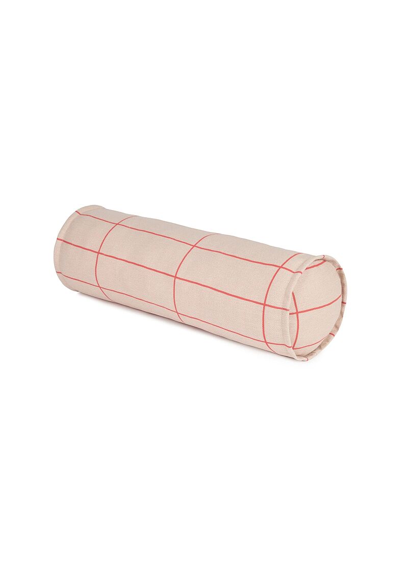 CUSHION (50x18) PINK RED GRID