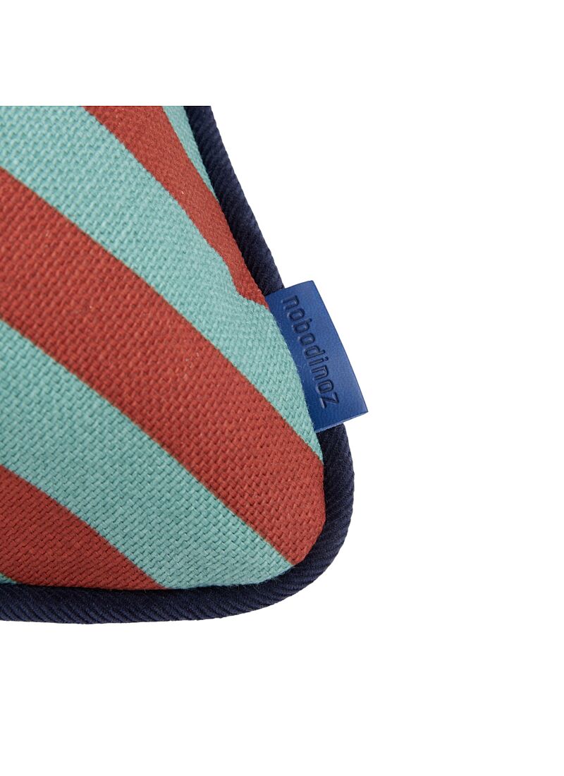 CUSHION (70x25) RED TEAL GREEN STRIPES