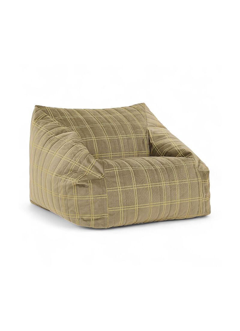BEANBAG ARMCHAIR WINDOWPANE CHELSEA LIGHT GREEN LEMON
