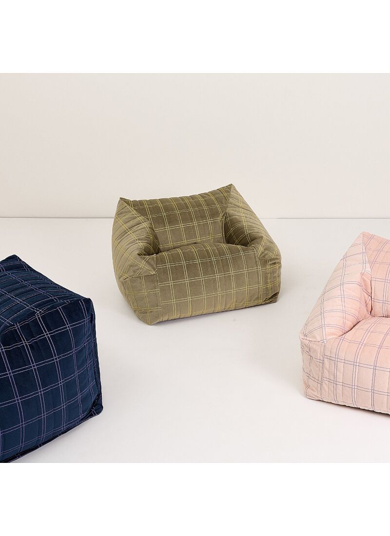 BEANBAG ARMCHAIR WINDOWPANE CHELSEA GREEN MINT