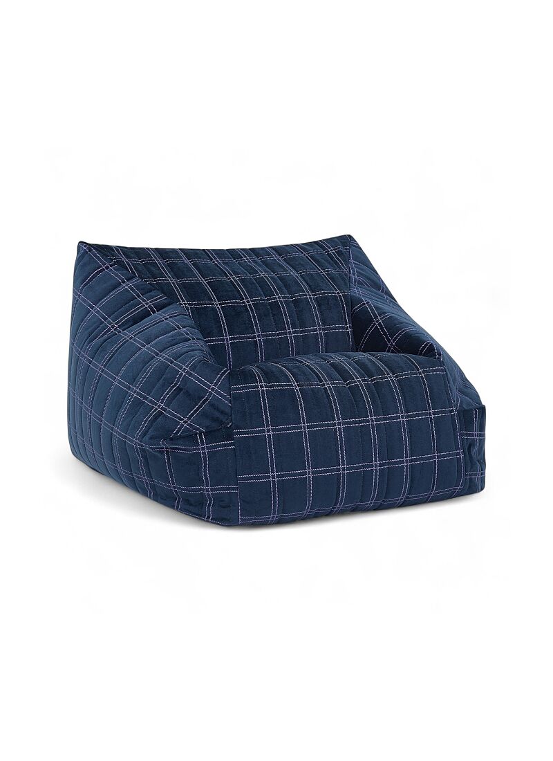 BEANBAG ARMCHAIR WINDOWPANE CHELSEA NIGHT BLUE PURPLE