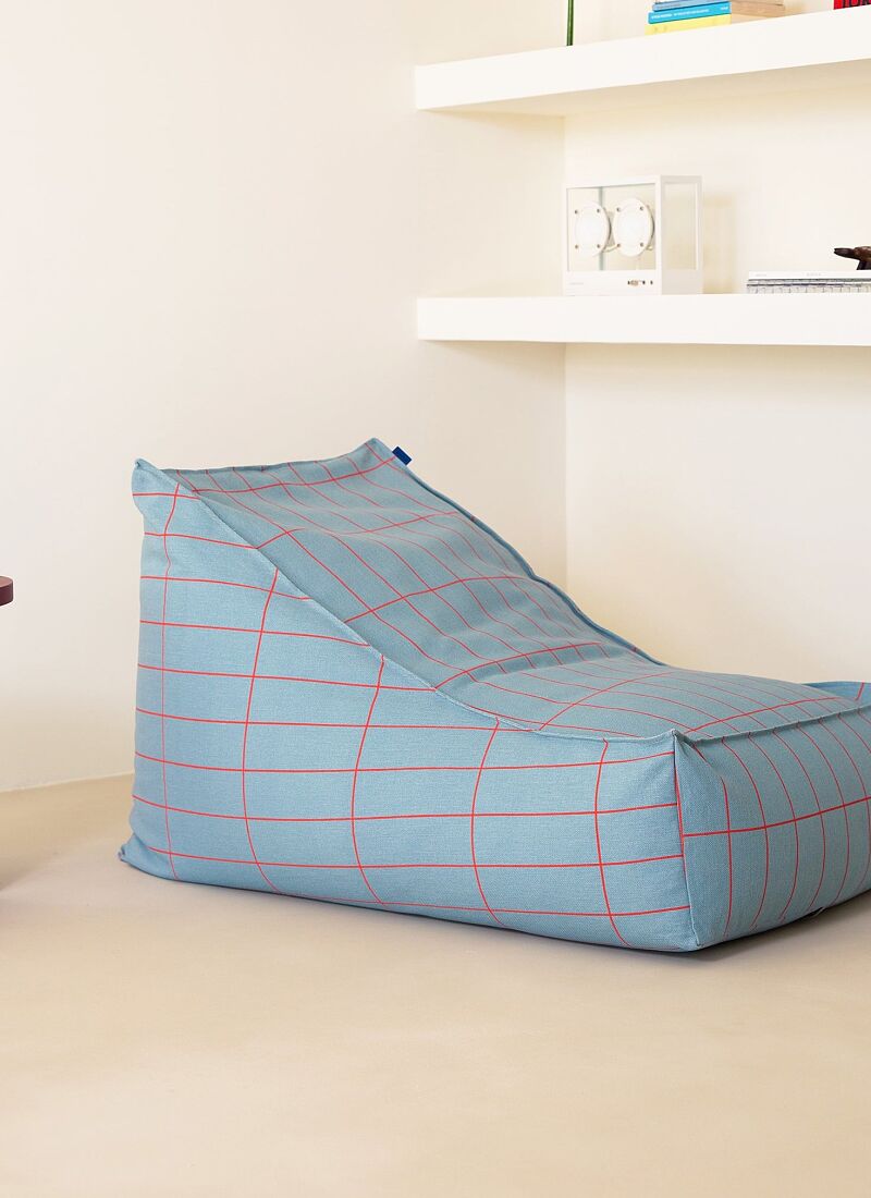 ARMCHAIR POUF FOR ADULTS BLUE RED GRID