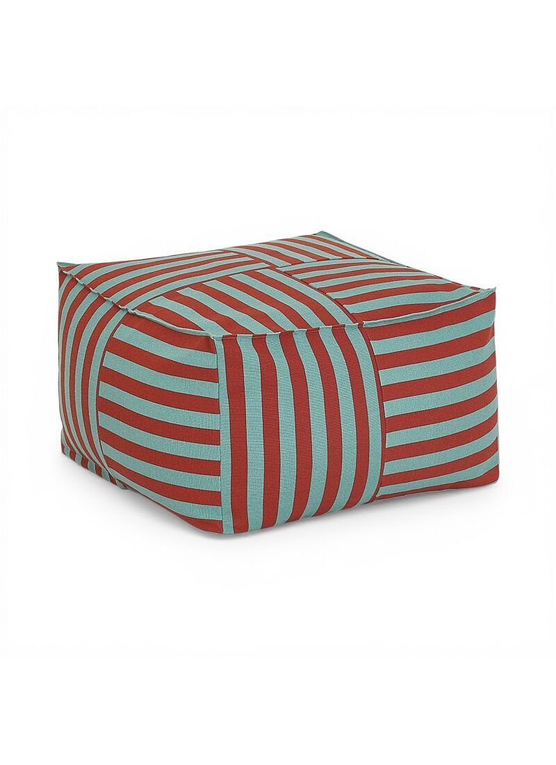 ADULT POUF RED TEAL GREEN STRIPES