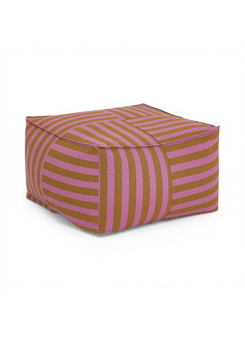 ADULT POUF PINK CURRY STRIPES