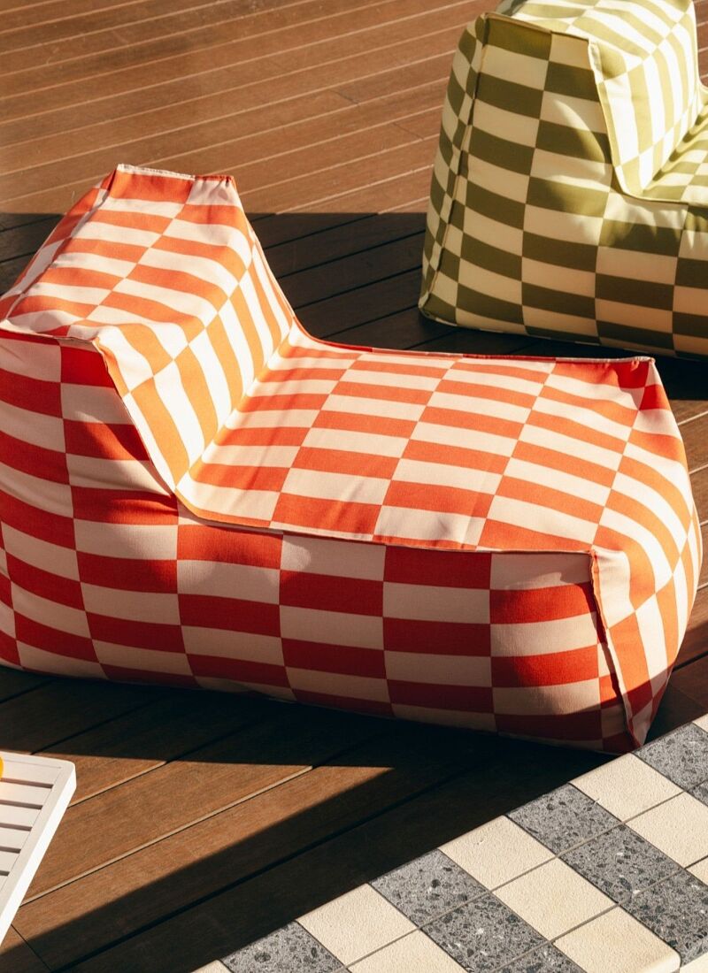 ADULTS' OUTDOOR POUF CHAIRS TANGERINE TILES