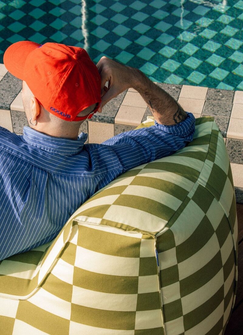ADULTS' OUTDOOR POUF CHAIRS LIME TILES