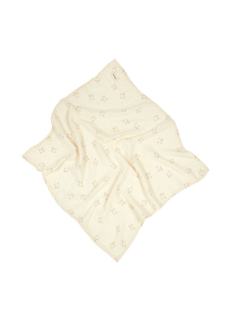 MUSLIN BLANKETWABI SABI BROWN HOSHI BIRDS