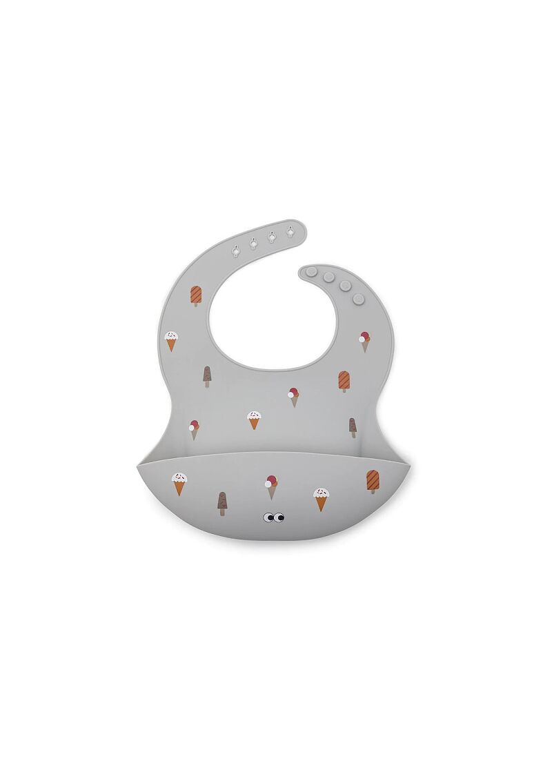 SILICONE BIB ICE CREAM GREY