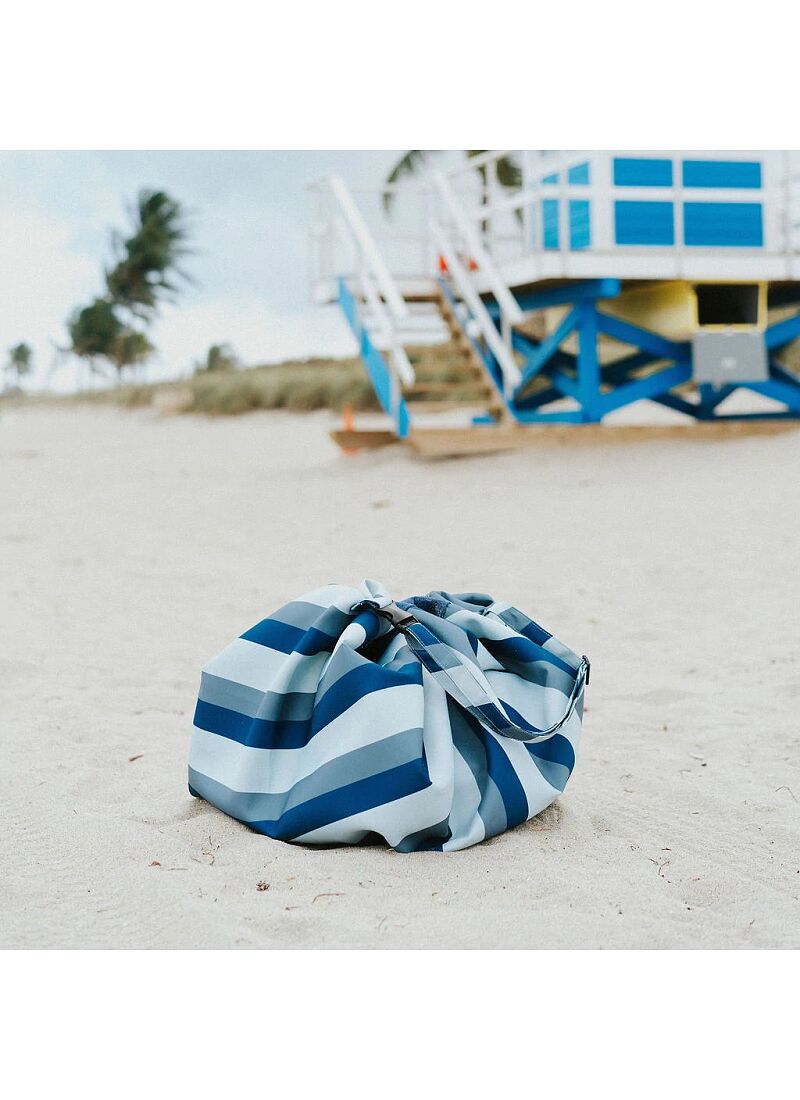OUTDOOR PLAY MAT-STORAGE BAG BLUE/GREEN STRIPES
