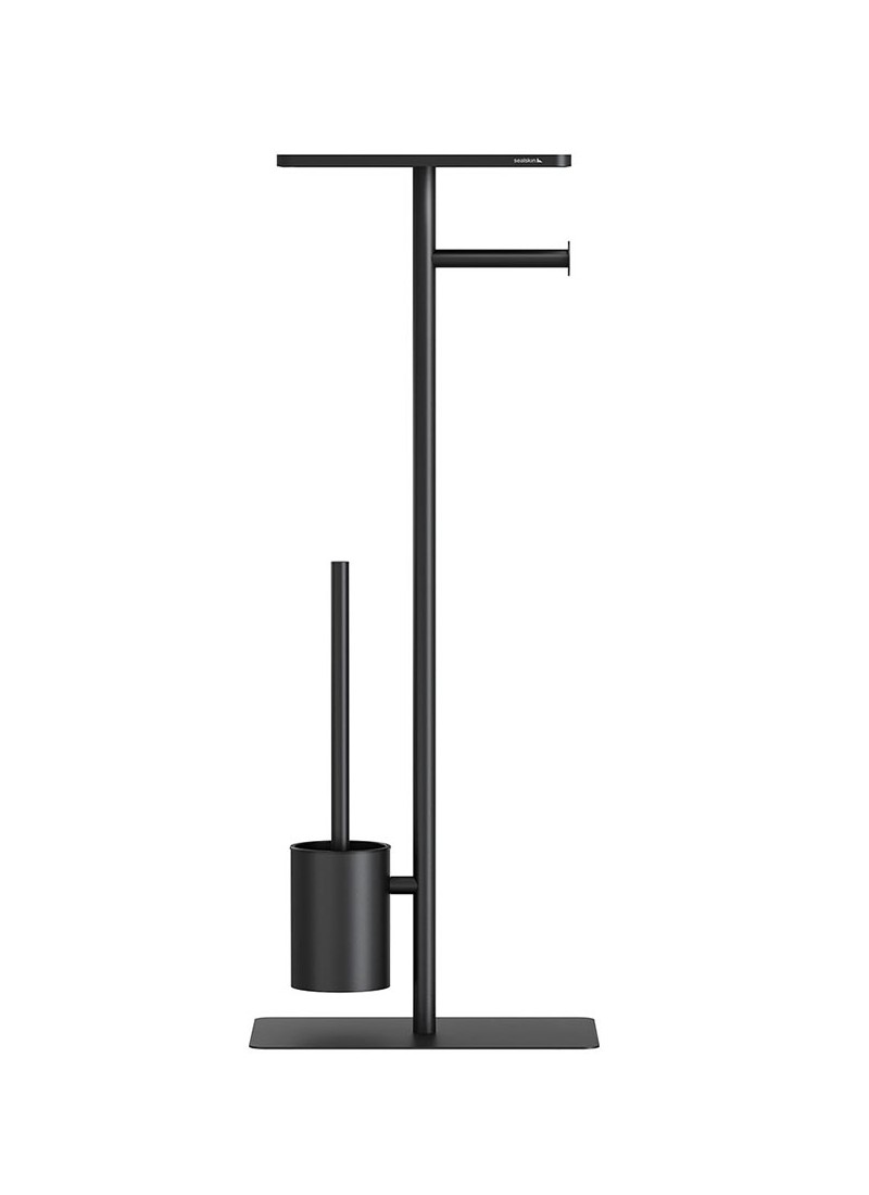 TOILET PAPER STAND & PEGAL WITH SHELF BRIX BLACK