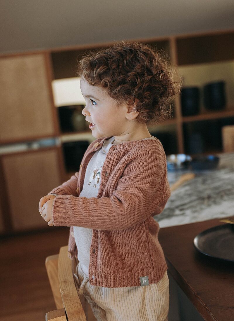 KNITTED CARDIGAN DARK PINK