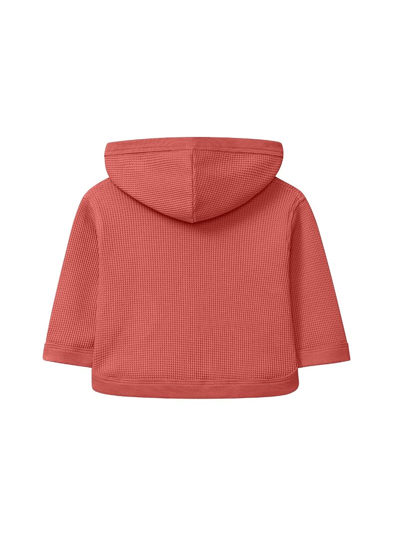 ORGANIC COTTON HOODED JACKET CORAL