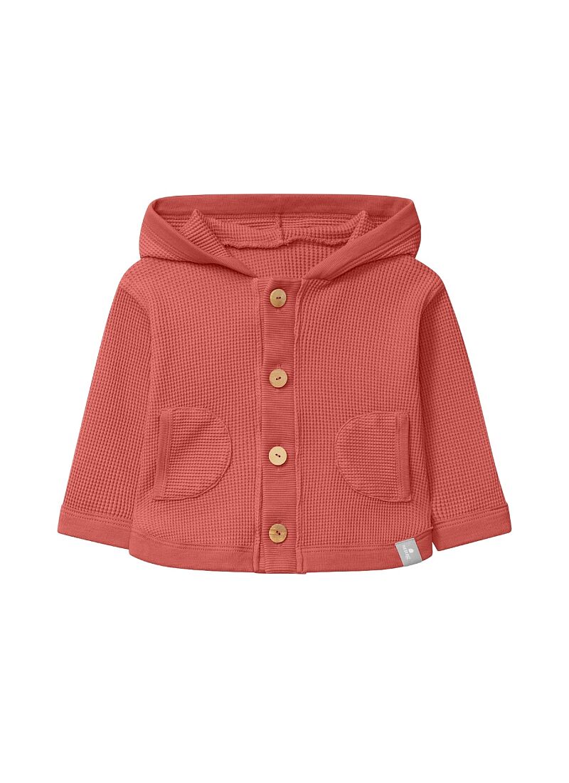 ORGANIC COTTON HOODED JACKET CORAL
