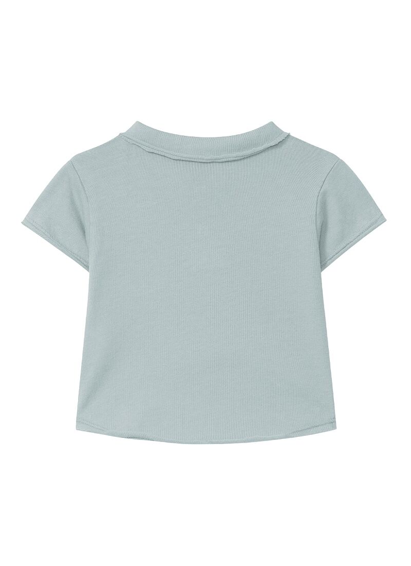 ORGANIC COTTON SHORTSLEEVE T-SHIRT WITH A COLLAR MINT BLUE