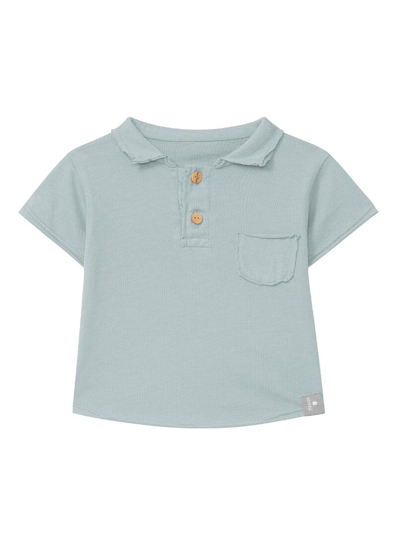 ORGANIC COTTON SHORTSLEEVE T-SHIRT WITH A COLLAR MINT BLUE